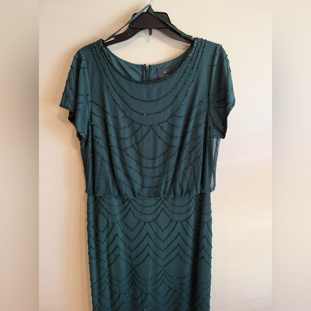 Adrianna Papell Deep Green Beaded Maxi Dress - Picture 5 of 8